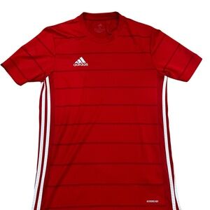 adidas Men’s Red Short-Sleeve Performance Jersey with White Stripes